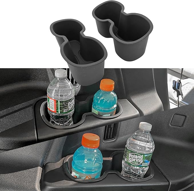 Maxzina Cup Holder Compatible with 2023-2025 Honda Pilot Rear 3rd Row Black Silicone Center Console Insert Cup Holder Bottle Holder Interior 2PCS Decoration for 2024 Pilot Accessories