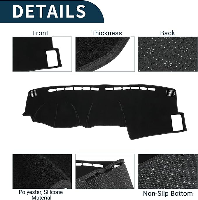 Dash Cover for Honda CRV 2002-2006 Non-Slip | Center Console Dash Cover Mat Black 1 Pcs