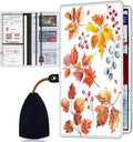 Car Registration Holder, Waterproof PU Leather Vehicle Card Document Glove Box Organizer, Women Interior Auto Accessories Case for Cards, Driver License Car Insurance Holder, Watercolor Autumn Leaves
