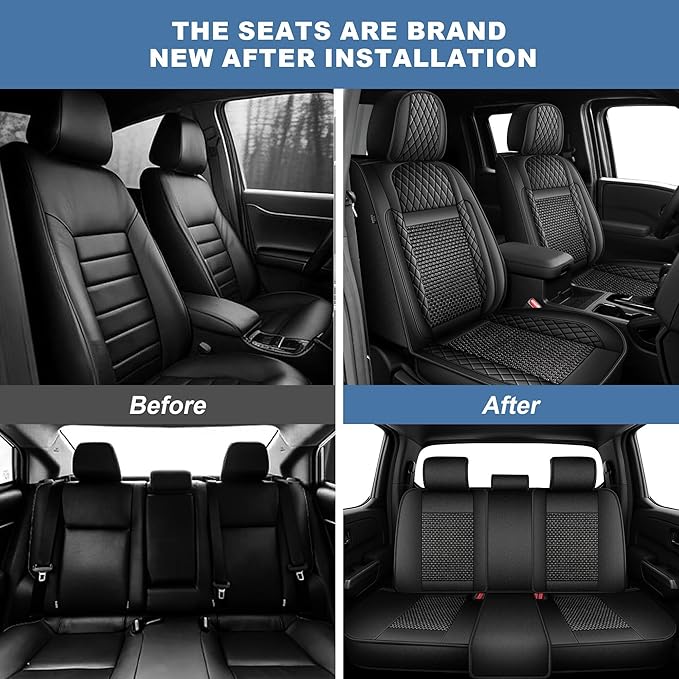 Ahsrnl Seat Covers Fit for Mitsubishi Eclipse Cross 2018-2025 2026 Full Set Cooling Ice Silk Faux Leather Seat Covers Breathable Seat Cushion Protector（5 Seat,Black）