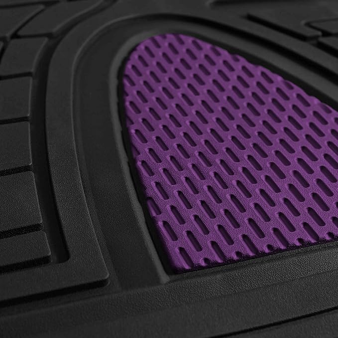 FH Group Premium Liners Tall Channel Trimmable All Weather Rubber Full Set Car Floor Mats (Purple) w. Trimmable All-Season Cargo Liner (Black) - Universal Fit for Cars Trucks and SUVs