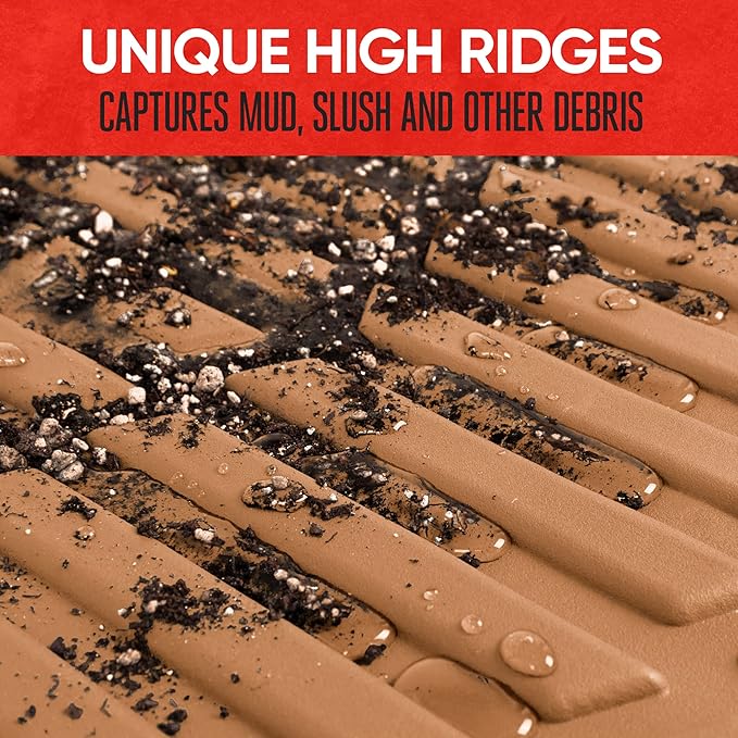 Motor Trend - MT-921-BG Flextough Tortoise - Heavy Duty Rubber Floor Mats for Car SUV Van & Truck - All Weather Protection - Deep Dish (Tan Beige)