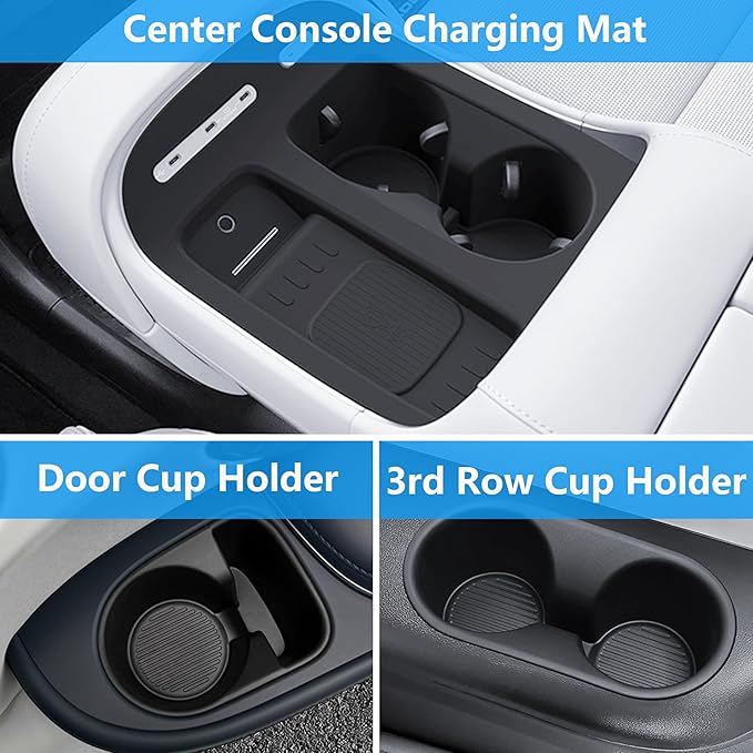 5PCS for 2026 Hyundai Palisade Accessories Wireless Charging Mat Center Console Cup Holder Insert 2nd Row Door Side Cup Holders 3rd Row Drink Holder Organizer Cupholder Coaster for Hyundai Palisade
