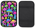 Car Center Console Cover, Neon Mushrooms Pattern Purple Auto Armrest Cushion Pad, Auto Arm Rest Seat Box Cover Universal Fit Vehicles Trucks Decor