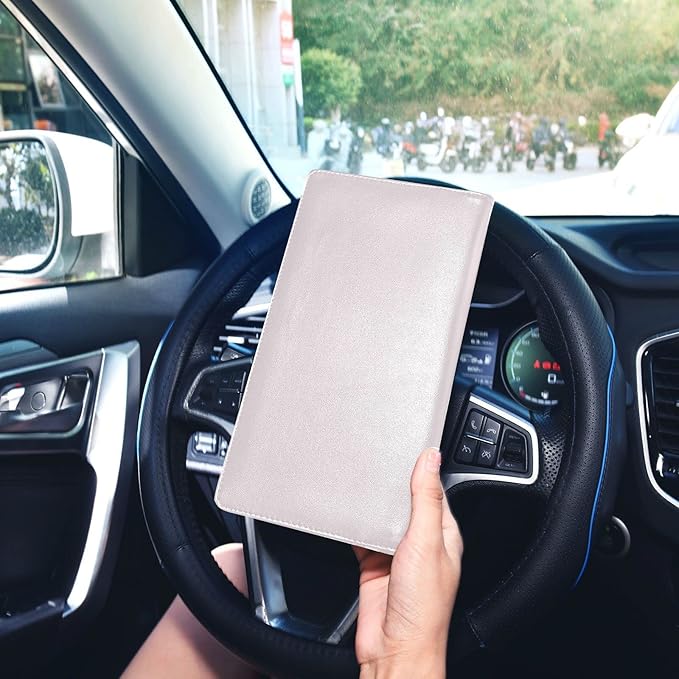 Caihoyu Custom Car Registration and Insurance Card Holder Personalized Leather Glove Box Organize Men Women Wallet Accessories Case for Cards, Essential Document Driver License Blush Pink