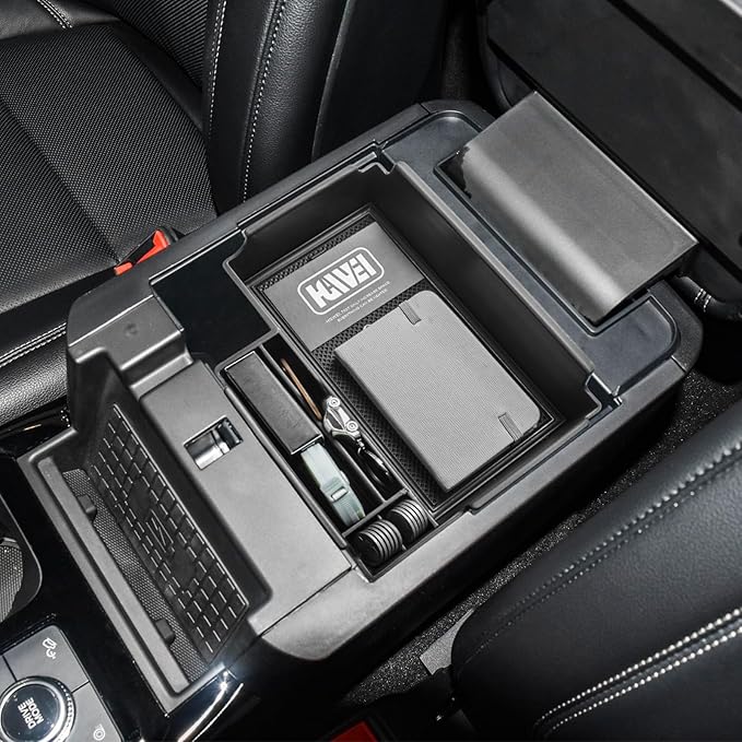 Center Console Organizer Compatible with Ford Explorer 2020 2021 2022 2023 2024 2025 2026 Interior Accessories, Coin Holder Armrest Secondary Storage Box Container Insert Divider Tray, Black
