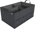 MIU COLOR Trunk Organizer for Car, Car Organizer, 8 Mesh Pockets Trunk Organizer for SUV, Non-Slip Bottom, Storage Organizer for Sedans, Van, Jeep, Grocery, 2 Compartments, Black 22"x13"x11"