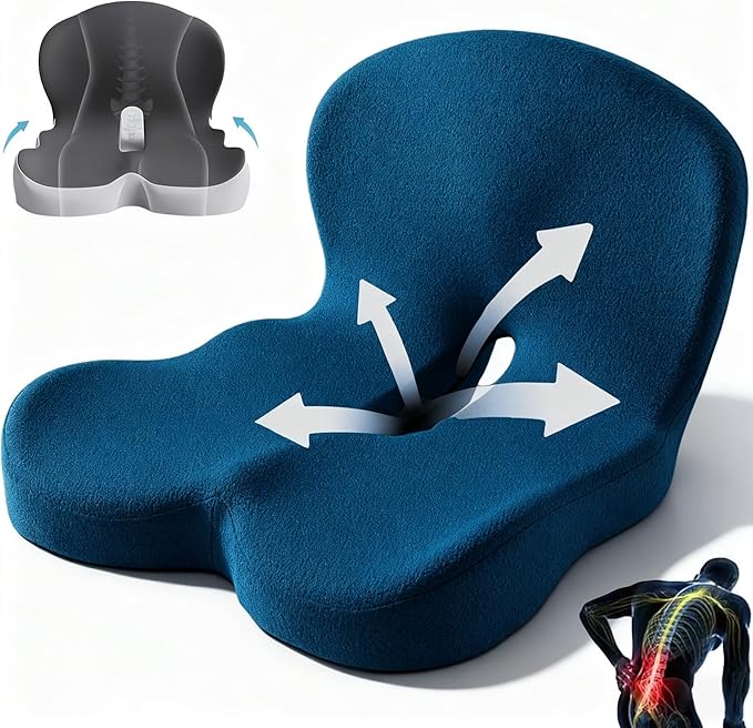 Orthopedic Cushion, 2026 New Orthopedic Cushion for Sciatica, Ergonomic Back Support & Sciatica Relief for Long Drives (Blue)