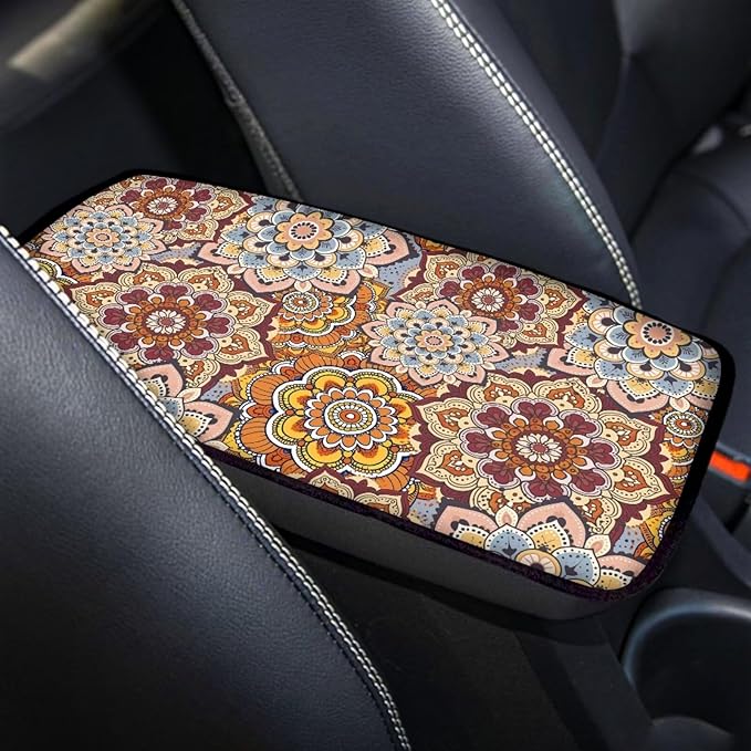 Art Mandala Armrest Cover Car Easy to Install Car Center Console Cushion Pad Universal Cars Interior Accessories Cars Arm Rest Cover Fashion Auto Interior