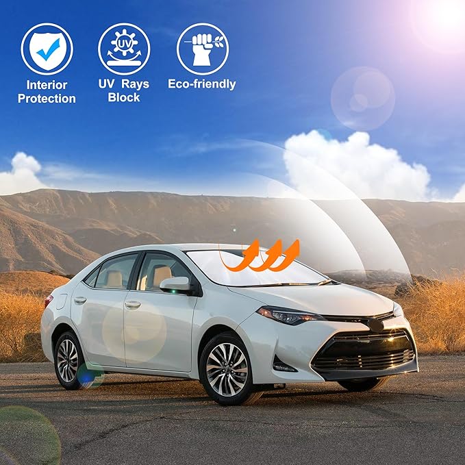 Windshield Sun Shade Custom Fit for 2014-2019 Toyota Corolla Accessories Foldable Sunshade Sun Blocker Protect Car from Sun Rays & Heat Damage Keep Car Cooler