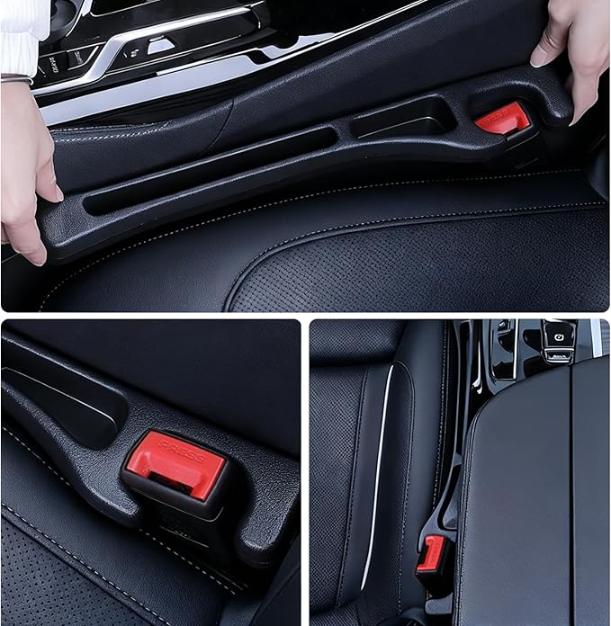 2-in-1 Car Seat Gap Filler Organizer & Car Coasters for Cup Holders Set,New Cars Seat Gap Plug with Storage Slot,Universal in Between Cars Seats Catcher Fit for Trucks SUVs