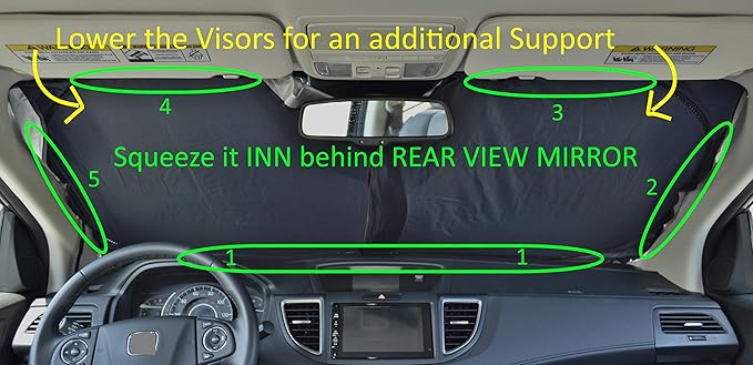 Automotive Windshield Sunshades with Storage Pouch by A1 Car Shield Sun Protector Shades for Windshield Sun Blocker Foldable XXL