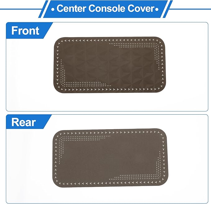 Car Center Console Cushion Pad 12.59"X6.29" Center Console Cover Armrest Seat Box Cover Faux Leather Coffee