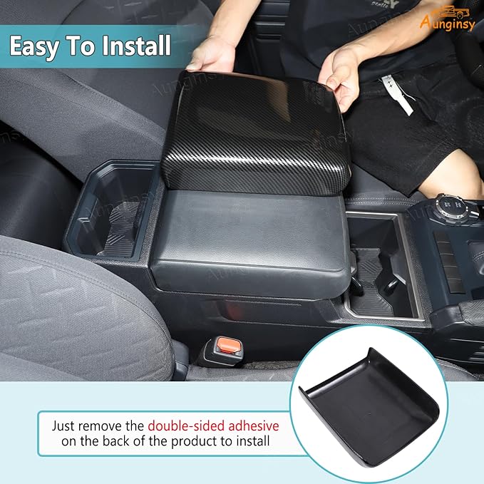 Aunginsy Center Console Armrest Protector Cover Compatible with Toyota Tacoma 2024 2025 2026, Central Armrest Seat Storage Box Cover Cushion Lid Protector Pad Waterproof Anti-Scratch ABS Accessories