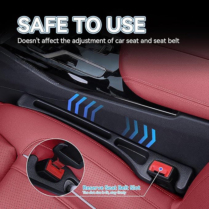USSDE Car Gap Filler, Dual Slot Car Seat Gap Organizer 2 Pack, Universal Fit Soft Car Seat Crack Gap Filler Between Seat and Console Stop Things from Dropping (Style B)