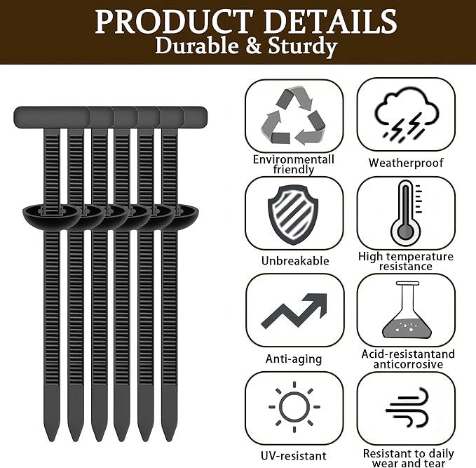200PCS Cable Tie Buckle,Nylon Universal Automotive Zipper Clips,Heavy Duty Plastic Rivet T Self-Locking Zip Ties,Zippered Trim Clip Auto Parts,Button Ziptie Bumper Retainer Fender Liner Fastener