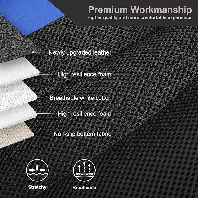 GIANT PANDA Fit Subaru Outback Forester Crosstrek Legacy Impreza Front Car Seat Cover, 3D Air Mesh Breathable Seat Protector（Black+Blue 2-Pack