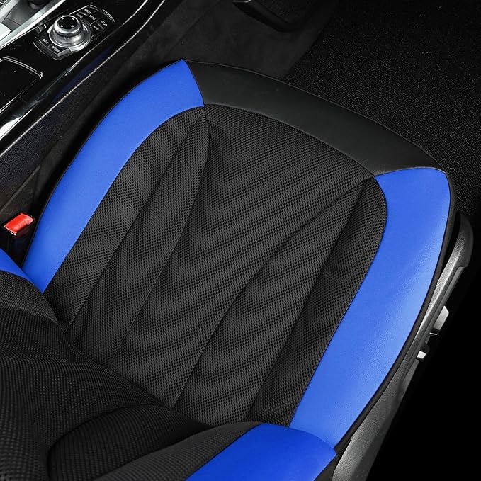GIANT PANDA Fit Subaru Outback Forester Crosstrek Legacy Impreza Front Car Seat Cover, 3D Air Mesh Breathable Seat Protector（Black+Blue 2-Pack