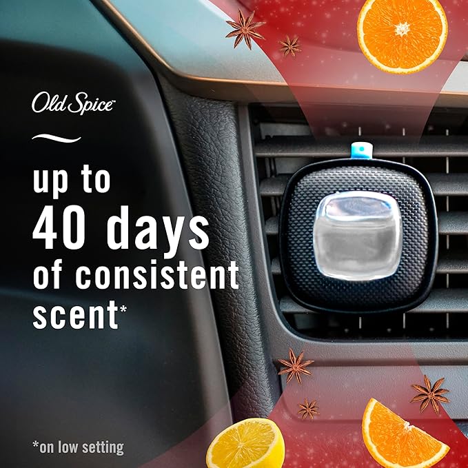 Febreze Car Air Freshener Vent Clip Old Spice Fiji Scent, .07 oz. Car Vent Clip, Pack of 4