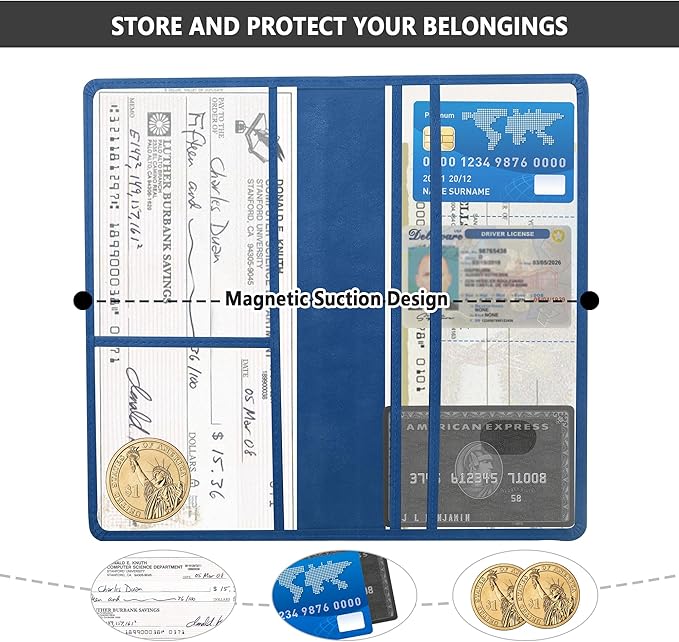 Car Registration and Insurance Holder,PU Leather Car Glove Box Organizer Car Document Holder for ID,Driver's License,Universal Car Organizer Car Accessories for Women/Men (Blue)