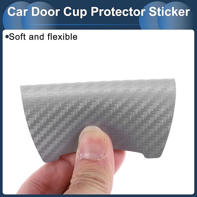 3D Car Door Handle Scratch Protector, 84x94mm Removable Magnetic Car Door Handle Protective Film Silver Tone, 4 Pcs