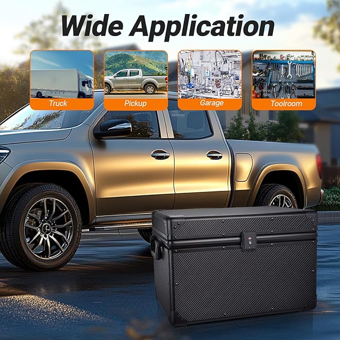 T-carbon Carbon Fiber Car Trunk Organizer Box, Automotive Storage Container,Heavy Duty Trunk Organizer For Car,20 * 13 * 13.4IN,Black