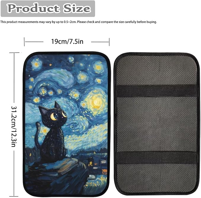 Starry Cat Print Armrest Cushion Cover for Car Scratch Proof Car Center Console Armrest Protector Cover Universal Fit Truck Sedan SUV, Blue
