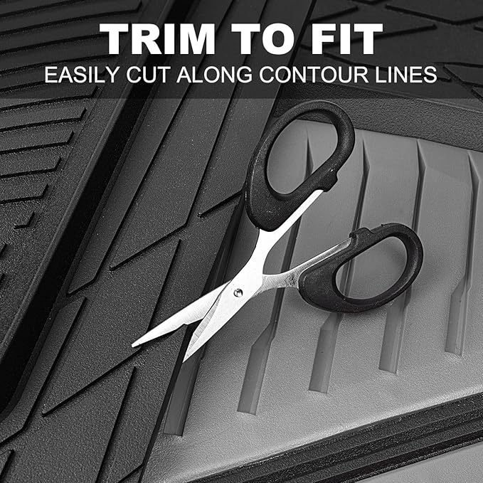 CAR PASS Heavy Duty Rubber Car Mats, Deep Dish Car Floor Mats All Weather, Car Mats Full Set 4-Piece Trim to Fit for Sedans SUVs Trucks, Waterproof Anti-Slip Automotive Mats, V12 Black and Gray