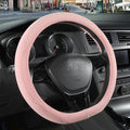 14 inch Pink Suede D Shaped Steering Wheel Cover, Breathable Non-Slip Sweat-Proof Wear-Resistant No Pilling, Warm in Winter and Cool in Summer