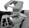 KBH Center Console Armrest Cover Replacement for Chevrolet Silverado & GMC Sierra 1500 2500 3500 2014-2018, Vinyl Leather Upholstery, Anti-Scratch, Split Bench Jump Seat (Dark Ash Gray)