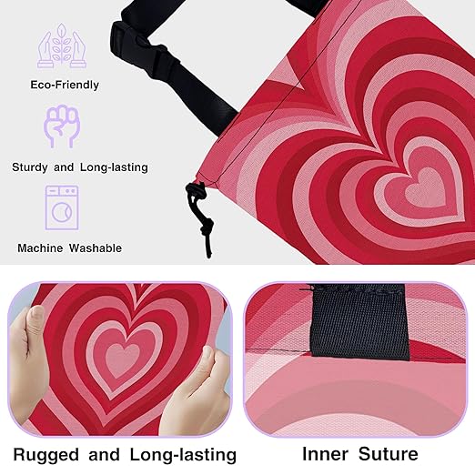 UUCBTAH Car Trash Bag Pink Heart Car Trash Bin Leakproof Waterproof Car Trash Can for Back Seat, Foldable Car Garbage Bag with Adjustable Straps and Drawstring for Car Accessories