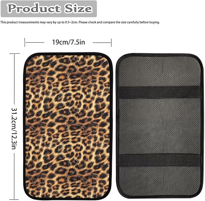Brown Cheetah Print Armrest Cover for Car Console Covers,Soft Armrest Cover for SUV,Cars, Leopard Print Car Accessories for Women Men