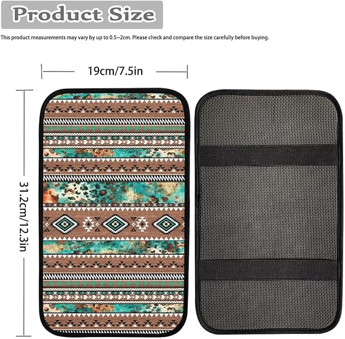Horeset Southwest Aztec Universal Fit Auto Center Console Cover Decor Protector, Anti-Scratch Car Armrest Cushion