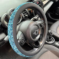 PINCTROT Large Size Chenille Leather Steering Wheel Cover, Soft Mottled Colors, Sweat-Proof, Non-Slip Grip, All-Season Comfort, 15.5-15.75 Inch(Mottled Blue)