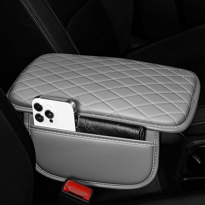 Center Console Cover Fit for TSX: Scratch and Wear Resistant Console Cover Leather with 2 Storage Bags -Upgraded Armrest Coverfor Car,Anti-Scratch Auto Armrest Pad Accessory （Black