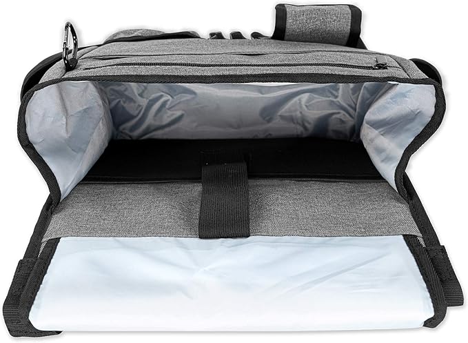 LUXJA Car Front Seat Organizer with Cover and Laptop Sleeve, Car Seat Organizer with Back Adjustable Straps, Gray