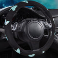 Car Pass Mint Embroidery Butterfly Steering Wheel Cover, Universal 15 Inch Car Wheel Cover for Women Girls, Fit for Suvs,Small Trucks,Sedans,Cars (Black and Mint)