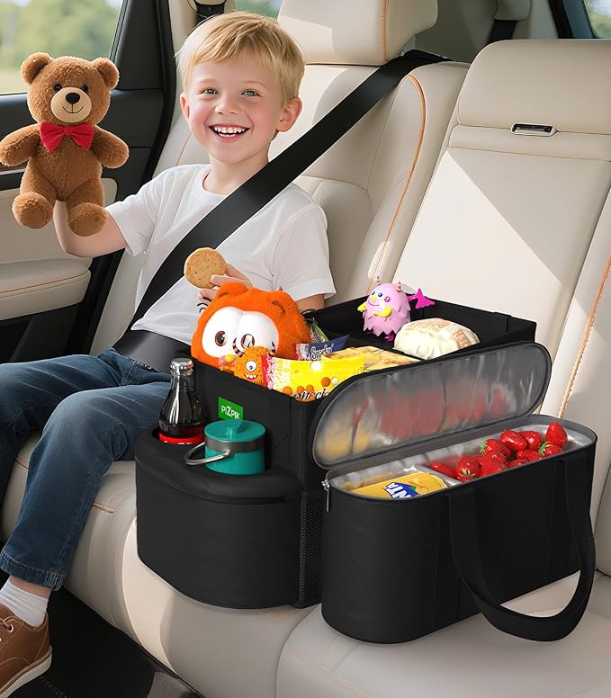 Plzpik Large Car Seat Organizer with Removable Cooler Bag for the Front or Back Seat for Kids and Adults.Versatile for Use in Multiple Scenarios.