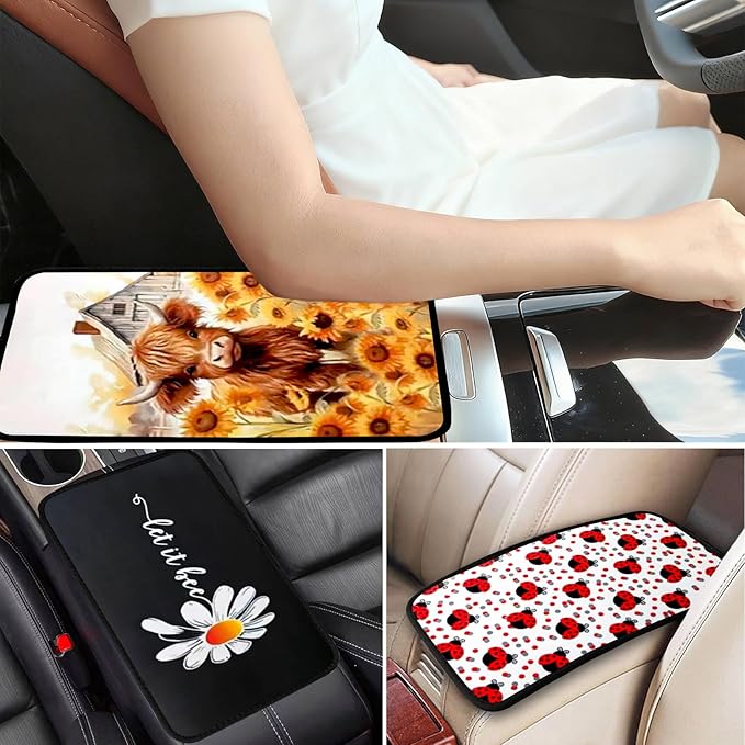 Ldntly Cool 12 Gauge Vehicle Center Console Armrest Cover Pad,Bullet Car Accessories Soft Middle Console Cushion Pad,Auto Arm Rest Mat Decor Bullets Gifts for Women Men Dad for Most Vehicle SUV Truck