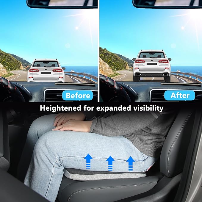 2 in 1 Car Seat Cushions or Lumbar Support Pillow for Driving, Memory Foam Truck Seat Pad for Office Chair, Sciatica & Lower Back Pain Relief, Grey