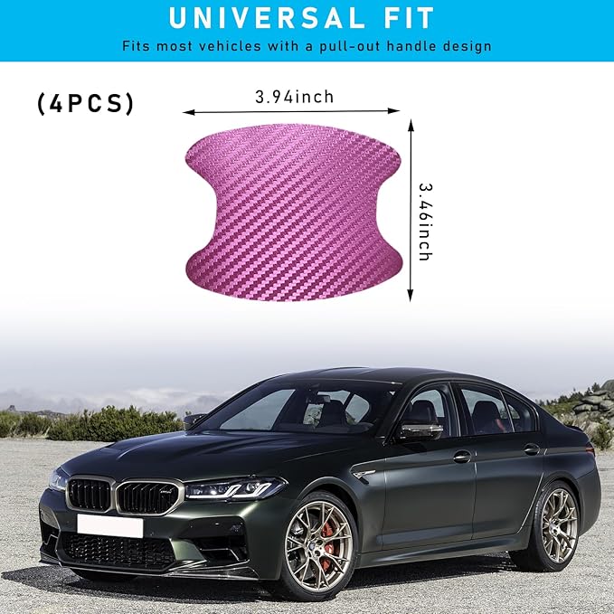 Ziciner 4 PCS Car Door Handle Sticker, Carbon Fiber Texture Auto Door Handle Protective Films, Anti-Scratches Door Side Handle Paint Guard, Universal Vehicle Accessories for Most Cars
