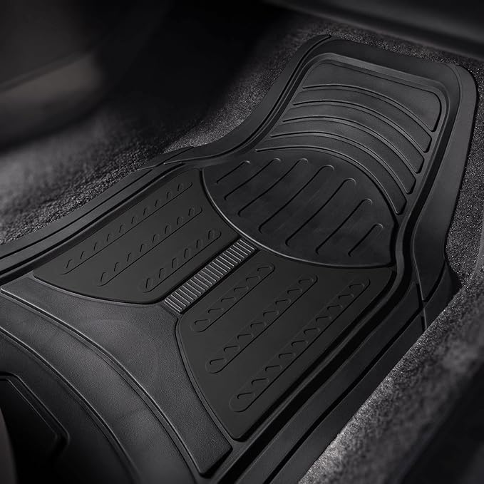 FH Group Automotive Floor Mats - Heavy-Duty Monster Eye Rubber Floor Mats for Cars, Universal Fit Full Set, ClimaProof Floor Mats, Trimmable Floor Mats For Most Sedan, SUV, Truck Floor Mats Black