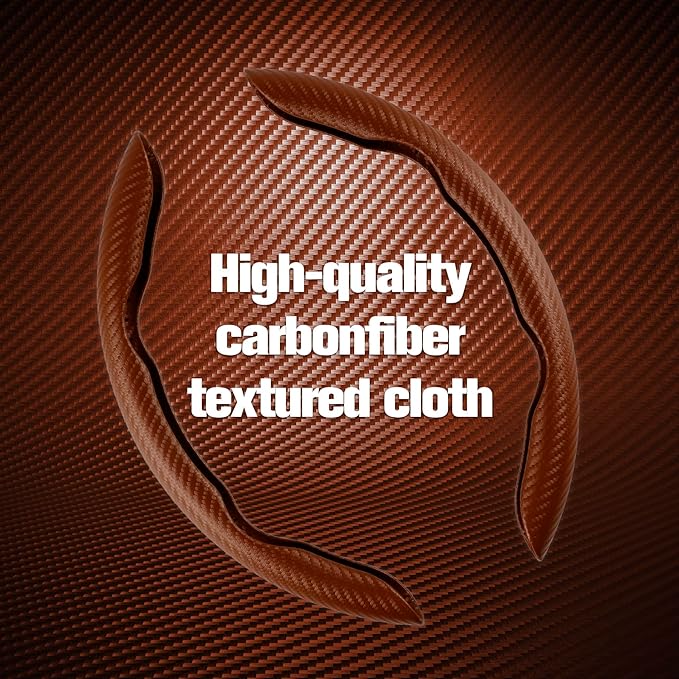 Amiss 2pcs Carbon Fiber Anti-Skid Steering Wheel Cover, Waterproof & Segmented Butterfly Design, Universal 99% Vehicle Wheel Cover Protector, Car Interior Accessories (Champagne)
