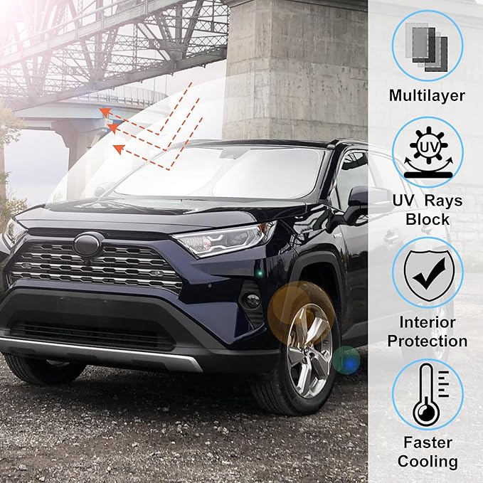 Windshield Sun Shade Front Window Sunshade Fit for Toyota RAV4 RAV-4 2019-2024 2025 Accessories Auto Interior Sun Visor Heat Protection