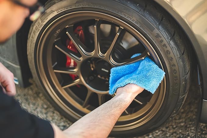 The Rag Company - The Eaglet 500 - Professional Korean 70/30 Blend; Super Plush Microfiber Detailing Towels; Perfect for Wheels, Mirrors, and More; 500GSM; 8inx8in, Blue (10-Pack)