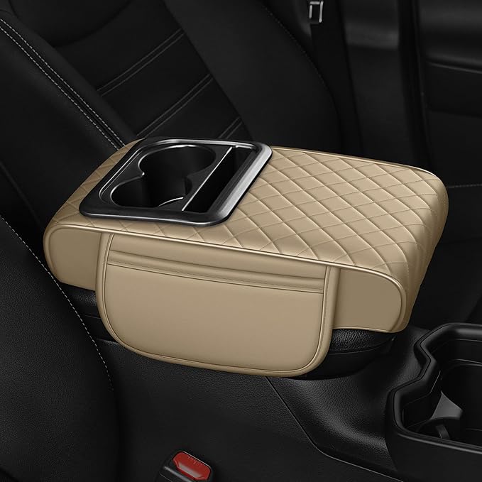 Center Console Cover for Chevrolet/Chevy Trax Waterproof Armrest Cover with Plus Comfort Lift Design,Anti-Scratch Auto Armrest Pad Accessory （Beige