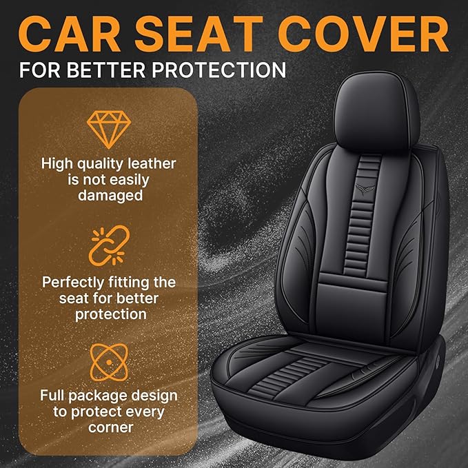 Pengchen Auto Front Seat Covers Fit for Honda Accord Crosstour 2010-2011, 3D Front Split Bench Protection Compatible with Side Airbag Black & Black Line