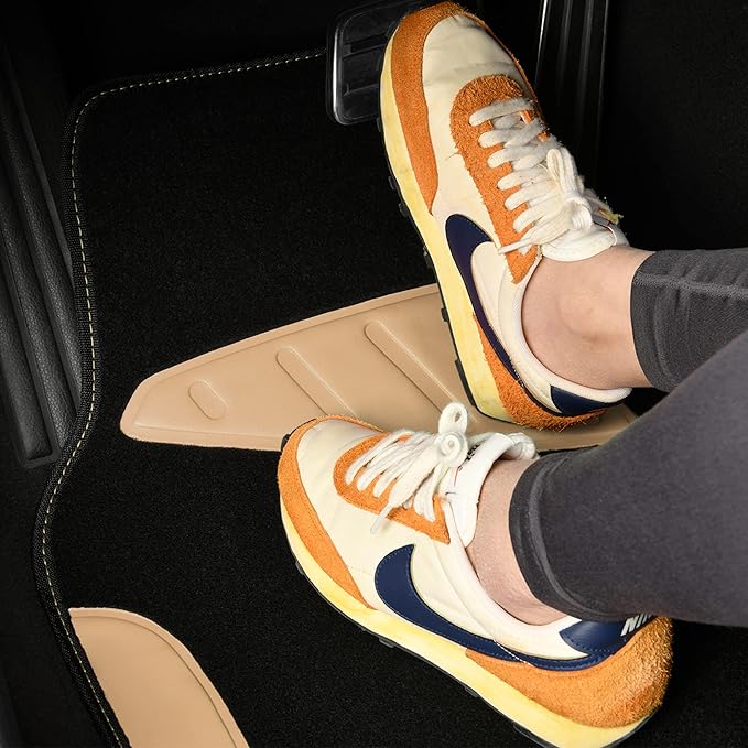 CAR PASS Waterproof Universal Fit Car Floor Mats, Car Mats Fit for SUV,Vans,sedans, Trucks,Set of 4pcs Car Carpet with Driver Heel Pad (Beige)