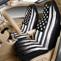 Qeluxign American Flag PU Leather Car Seat Cover Set of 5 Auto Accessories 2 Front Bucket Seat Covers, 2 Seatbelt Pads & 1 Armrest Cover, Easy to Install
