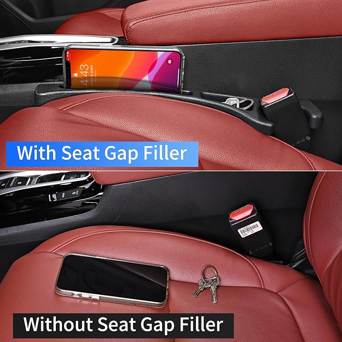 Car Seat Accessories, Car Seat Gap Filler, Car Organizers and Storage with Phone Holder, Car Interior Accessories Fit Sedan SUV Truck -2PCS Red